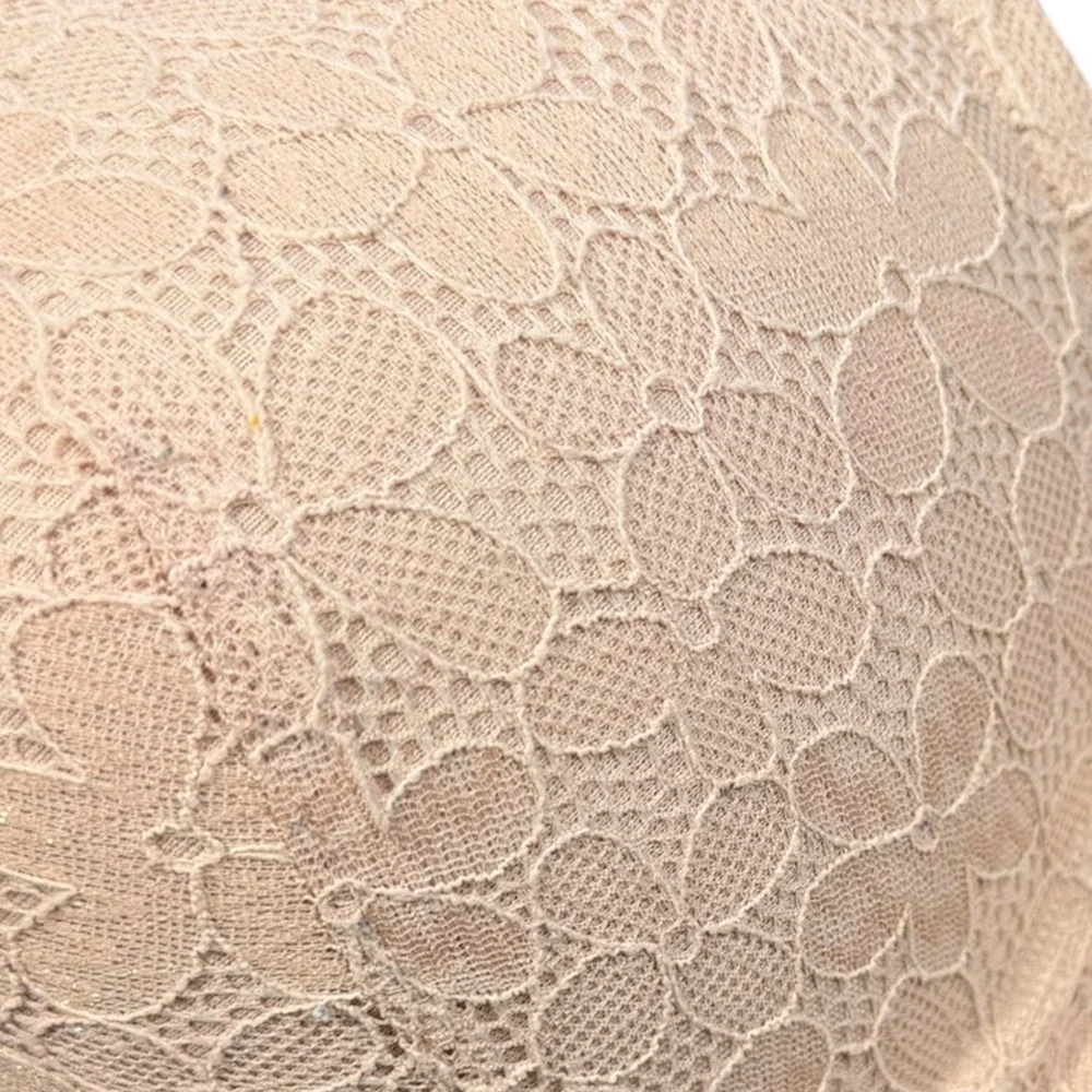 Jessica Simpson Bra Womens‎ 38D Rose Smoke Pink Lace Floral Embroidered Push Up
